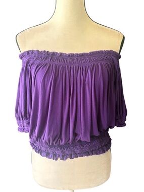 Free People Purple Off-Shoulder Crop Top (Size S)